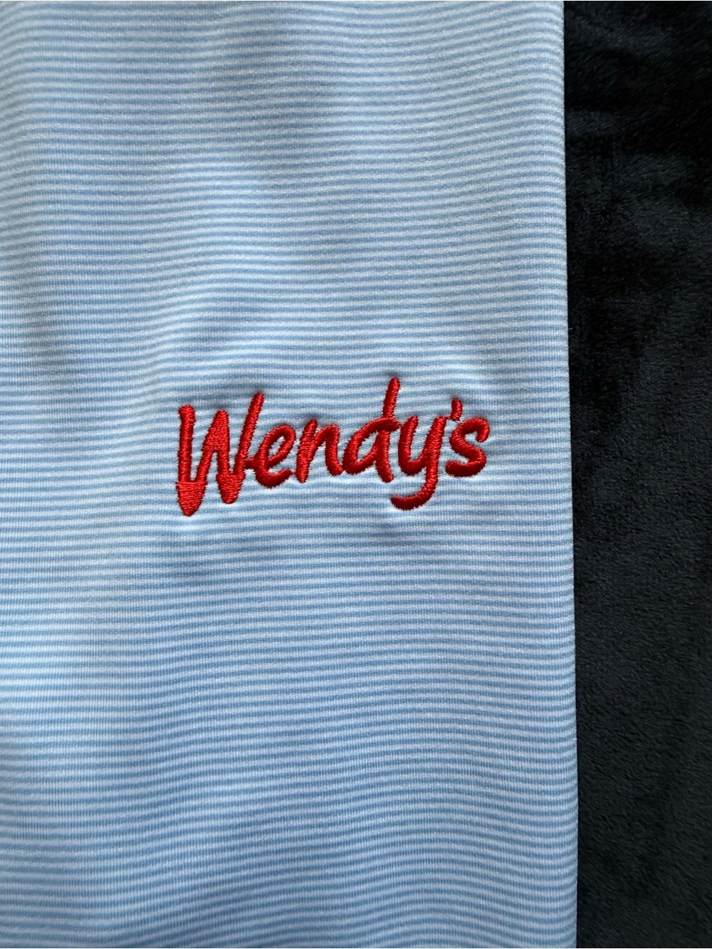 Peter Millar Summer Comfort Wendy’s Logo Polo Men’s M Blue Stripe Golf Shirt - Picture 2 of 5